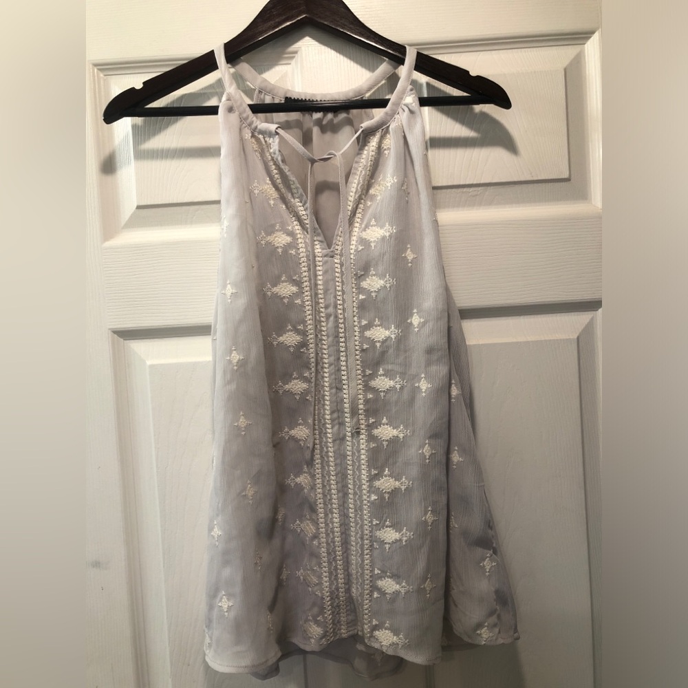 BKE tank top gray Aztec Embroidered western boho small (15) - Picture 1 of 4